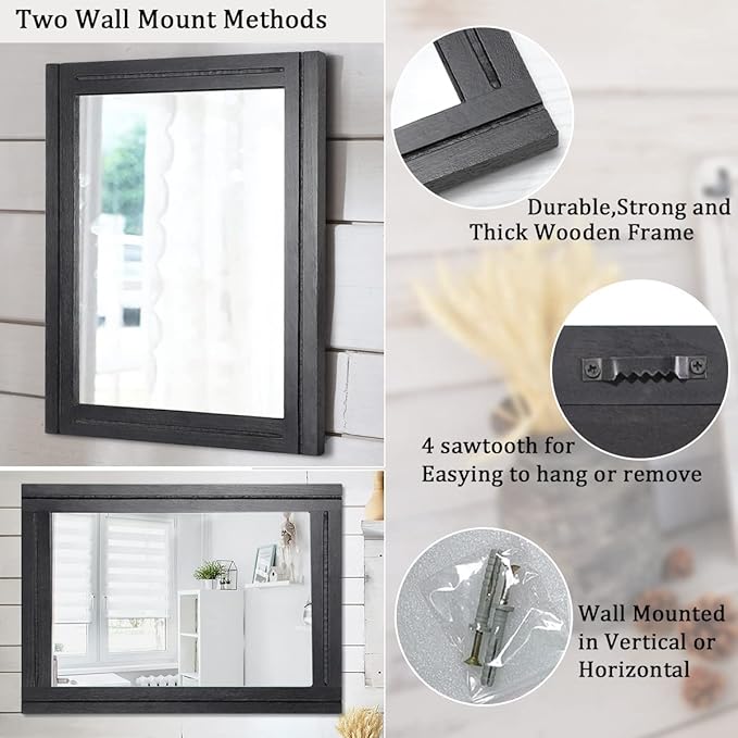 AAZZKANG Wood Framed Mirror Rectangular Mirrors - Image 3