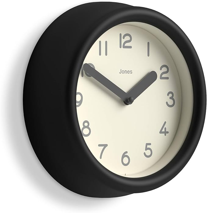 JONES CLOCKS® Fuze wall Clock | Small Round Clock | Black | Playful Modern by JONESCLOCKS