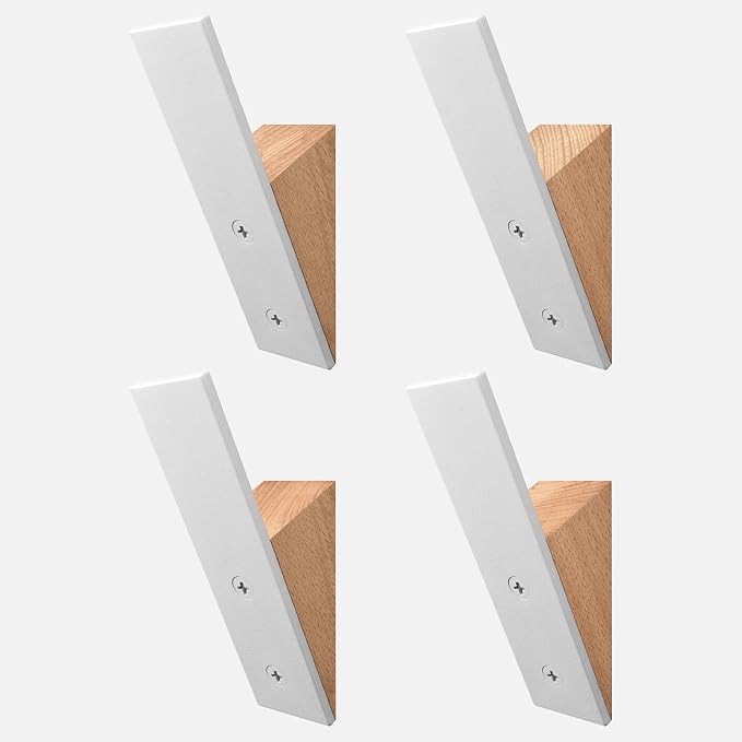 Homeforia Beech Wood Coat Hooks, High End Beech Wood & White Metal Wall Mounted by Homeforia