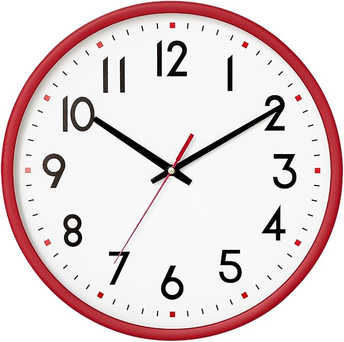 HZDHCLH Wall Clock Red, Silent Wall Clocks Battery Operated 8 Inch Modern Non by HZDHCLH