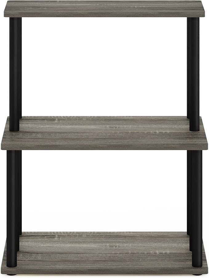 Furinno Turn-N-Tube 3-Tier Toolless Kitchen Storage Shelf, French Oak Grey/Black - Image 6