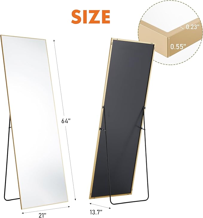 DUMOS Full Length Mirror 64"x21" Full Body Floor Mirror - Image 5