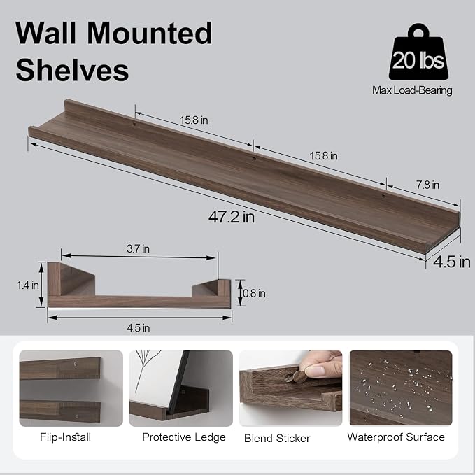 Floating Shelves for Wall Decor, Long Wall Mounted Storage Shelf for Bedroom - Image 3