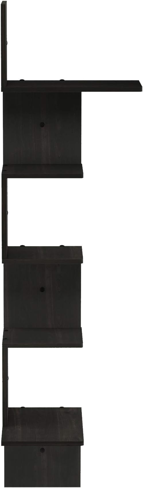 Furinno Rossi Wall Mounted Shelves, 5-Tier Rectangle, Espresso/Black - Image 6