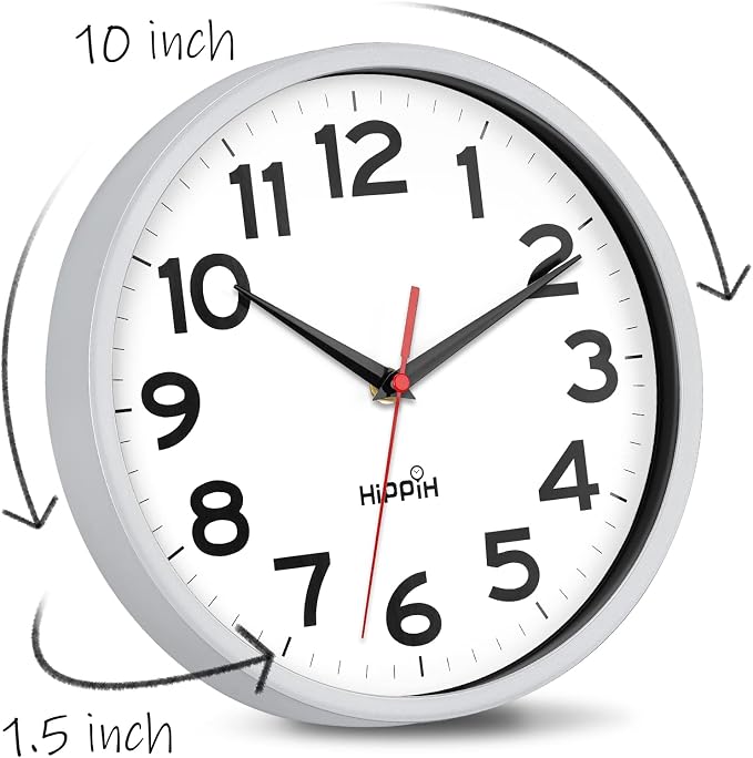 HIPPIH Wall Clock 2 Pack, 10 Inch Modern Wall Clocks Battery Operated, Non - Image 2