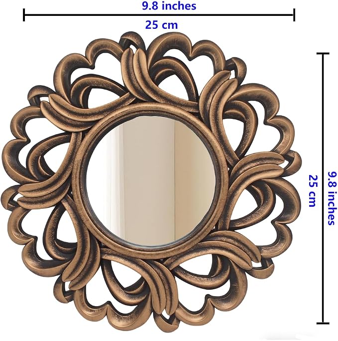 Retro Gold Mirrors for Wall Pack of 3. Geometric Lines Round Mirrors. More - Image 5
