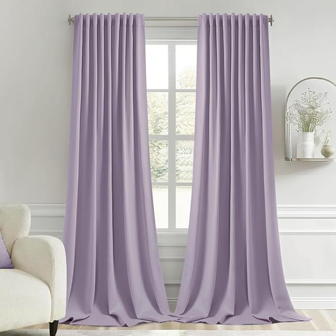 MIULEE Lilac Back Tab Blackout Curtains 102 Inch Long 2 Panels Set by MIULEE