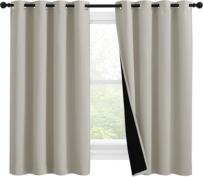 NICETOWN 100% Blackout Curtains 57 inches Long, Double-Deck Completely Blackout by NICETOWN