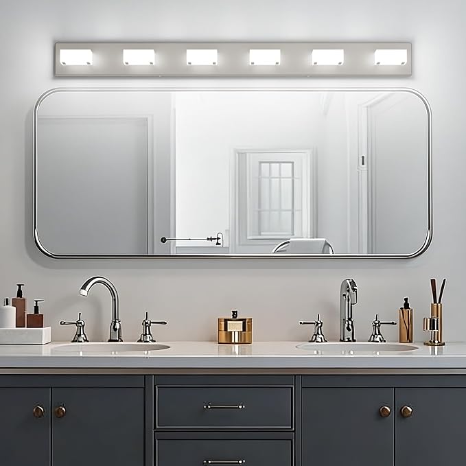 Ralbay Brushed Nickel Bathroom Vanity Lights 48inch Metal Acrylic LED Modern - Image 3