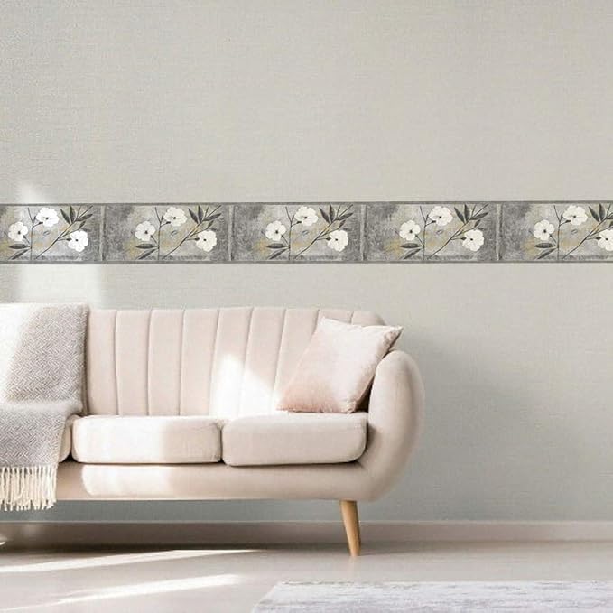 Dundee Deco Wallpaper Border Peel and Stick BD6054 Floral White, 15 ft x 7 in - Image 2