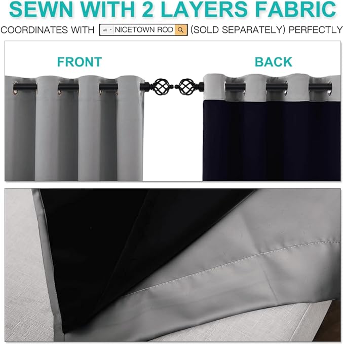 NICETOWN 100% Blackout Blinds, Laundry Room Decor Window Treatment Curtains - Image 5