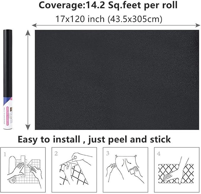 17"x120" Black Wallpaper Peel and Stick Contact Paper, Matte Black Wallpapers - Image 8