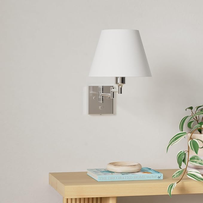 TRLIFE Wall Sconce Plug in, Dimmable Wall Sconces Set of 2 Brushed Nickel Swing - Image 2