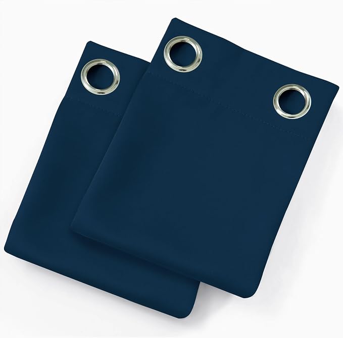 LEMOMO Blackout Curtains 66 x 72 Inch Long Navy Blue Curtains Set of 2 Panels - Image 9