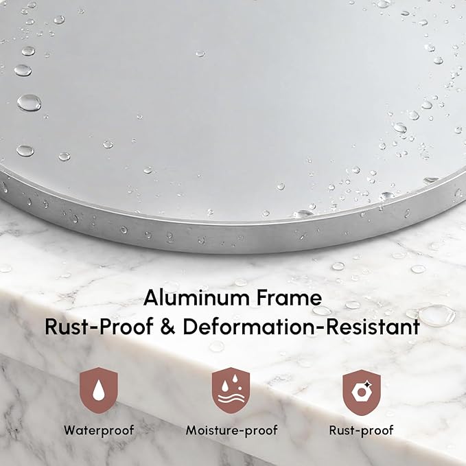 USHOWER Brushed Nickel Bathroom Mirrors - Image 5