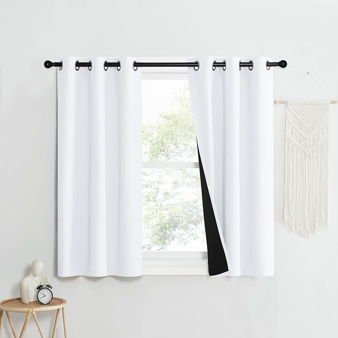 NICETOWN Pure White 100% Blackout Lined Curtains, 1 Pair, 2 Thick Layers Narrow - Image 2