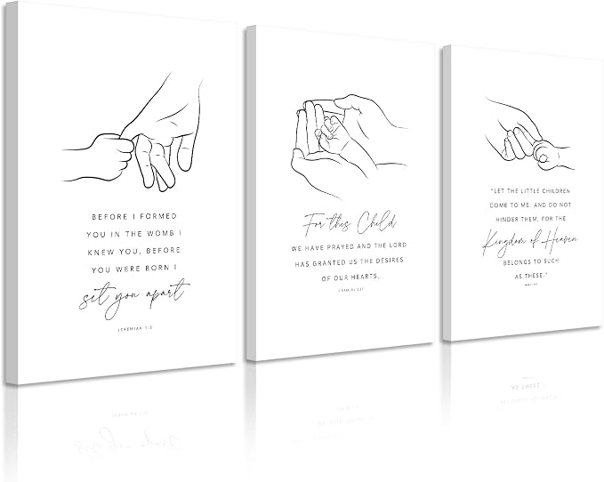 Joocrise Nursery Scripture Wall Art Set of 3 Nursery Bible Verse Wall Decor by Unknown
