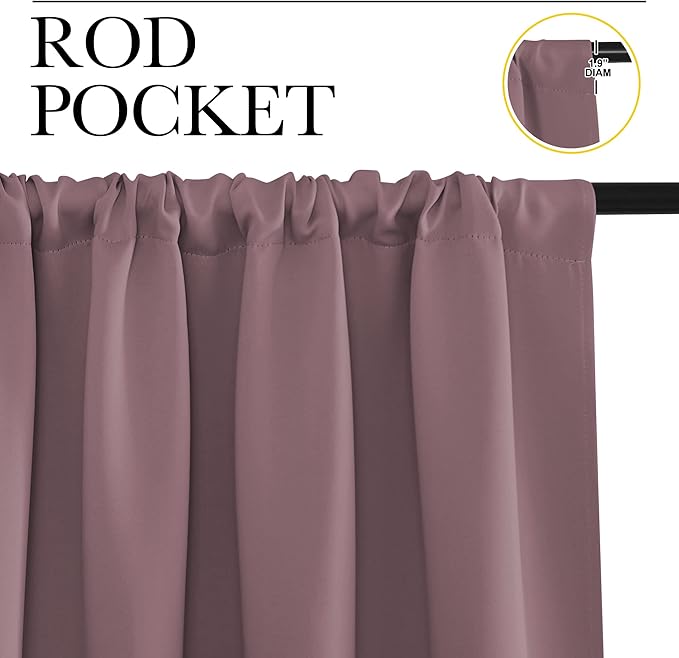 NICETOWN Kitchen Curtains, Dry Rose, Short Blackout Curtains & Drapes, Thermal - Image 2