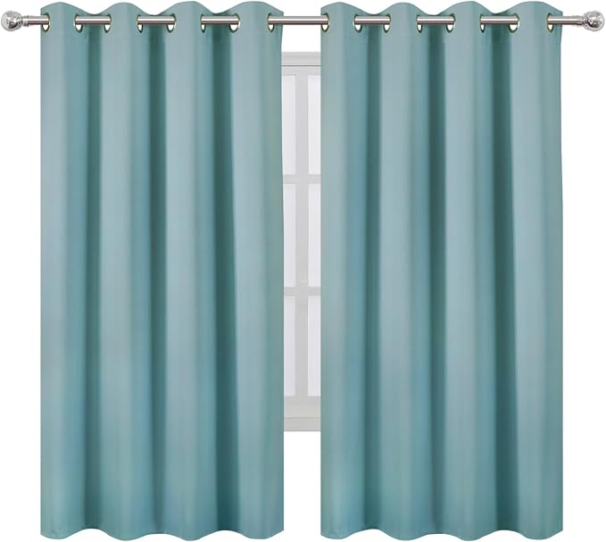 LEMOMO Stone Blue Blackout Curtains 52 x 63 Inch Length/Set of 2 Curtain - Image 2