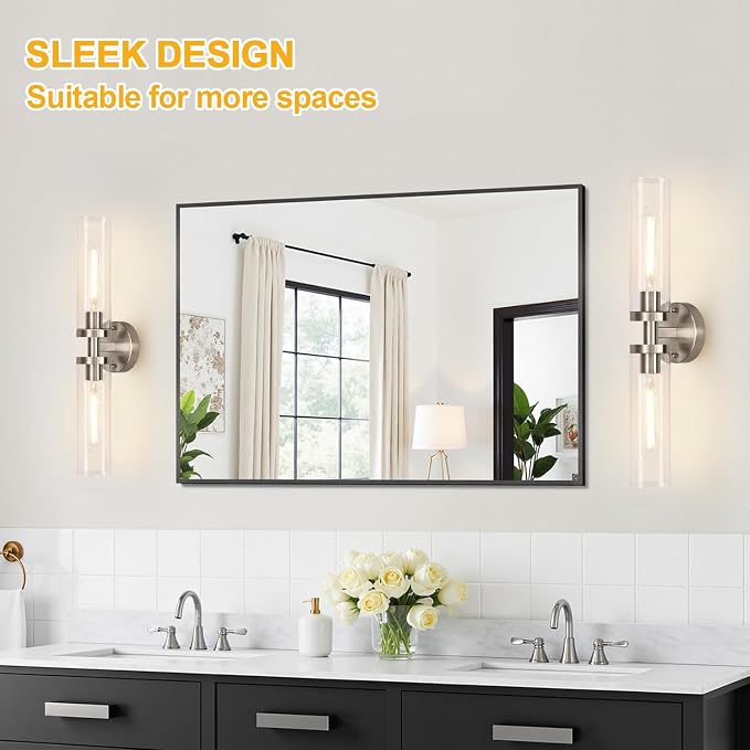 Indoi Brushed Nickel Wall Sconces, Hardwired Bathroom Sconces Vanity Light - Image 6