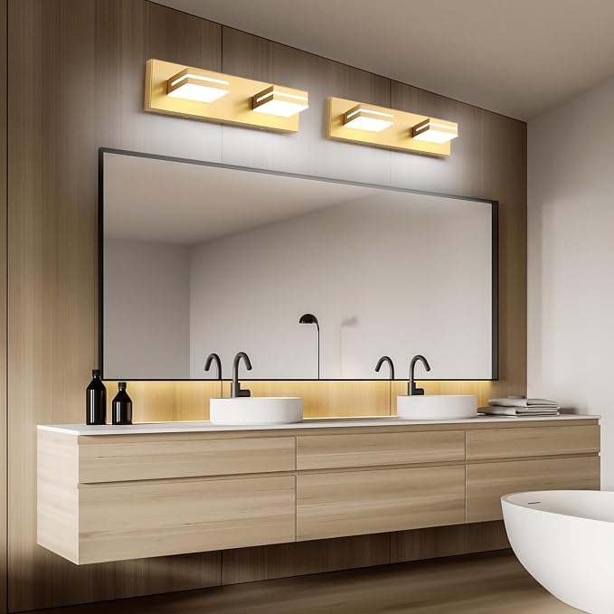 SineRise LED Modern Bathroom Vanity Light Fixtures, Matte Gold Modern Acrylic - Image 8