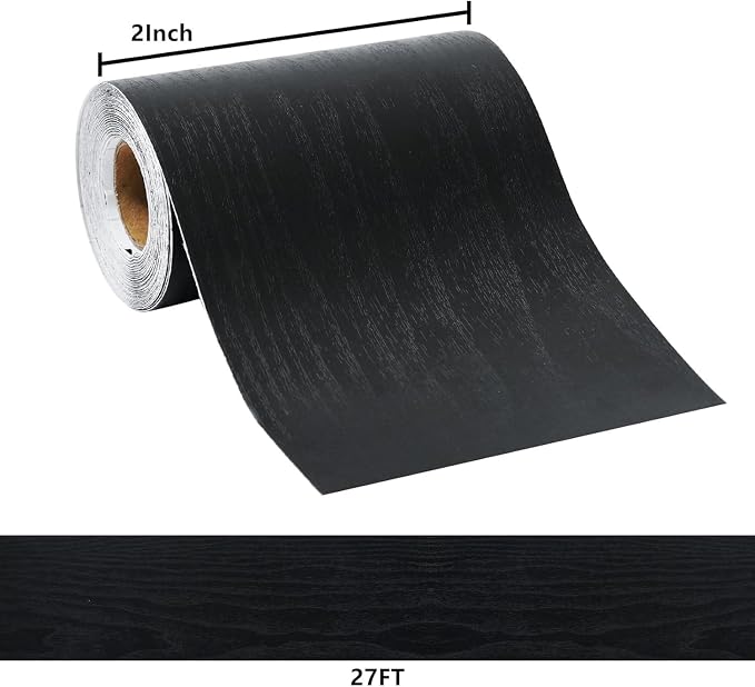 DESOMINOR 27FT Black Border Peel &Stick Black Wood Grain Wallpaper Border - Image 6