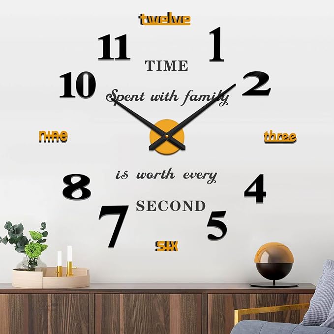 VANGOLD Giant Wall Clock for Living Room Decor, Decorative Wall Clocks Battery by Vangold