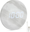 Minimalist LED Digital Wall Clock – USB Powered | Marble Style | 12/24 Hour by Leafre