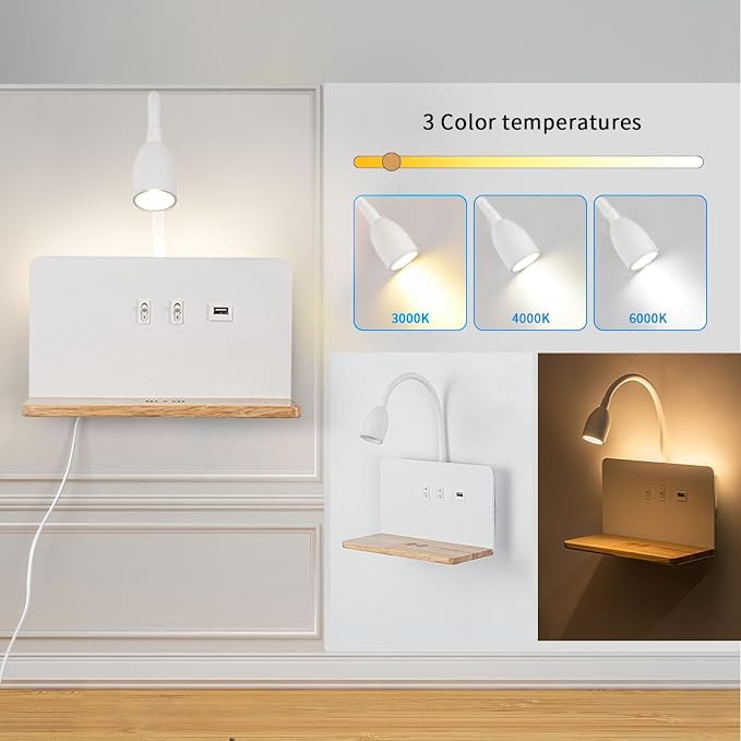 Bedside Wall Sconces with Wireless Charging Station & USB Charging, 3 - Image 3