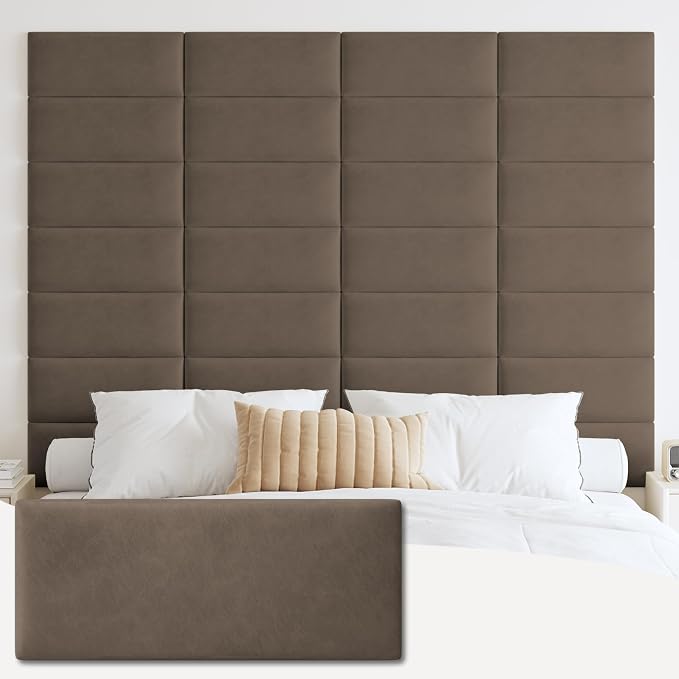 IFNOW Wall Mounted Upholstered Headboard King, 3D Peel and Stick Soundproof by IFNOW