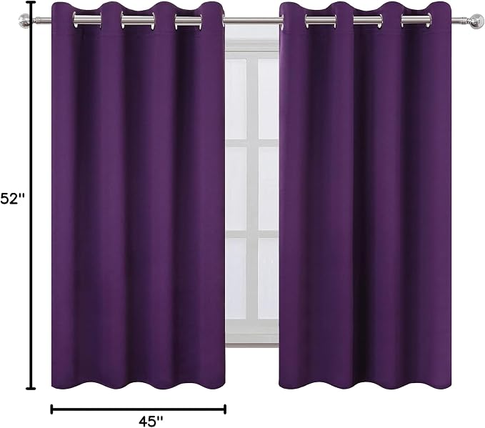 LEMOMO Purple Blackout Curtains/52 x 45 Inch Length Kids Curtains/Set of 2 - Image 9