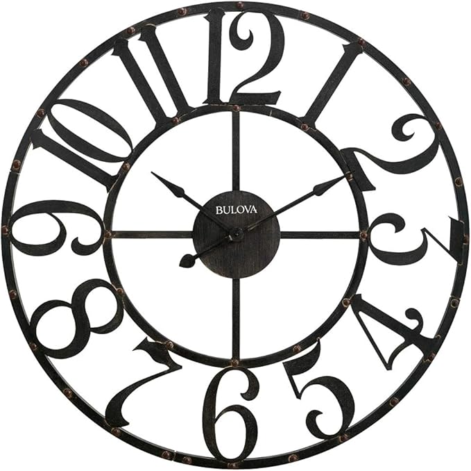 Bulova C4821 Oversize Gabriel Wall Clock, Rustic Brown by BulovaCorporation