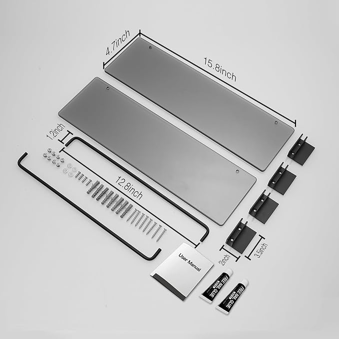 Voldra Glass Shelf for Bathroom, 2 Pack Adhesive Shower Shelves for Inside - Image 6