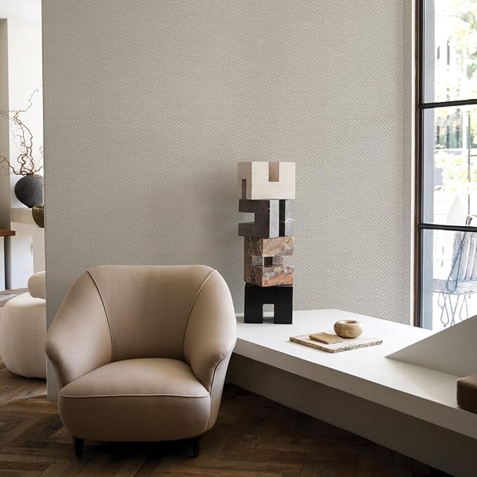 Tempaper x Jeremiah Brent Textured Faux Grasscloth Parquet Removable Peel and - Image 4