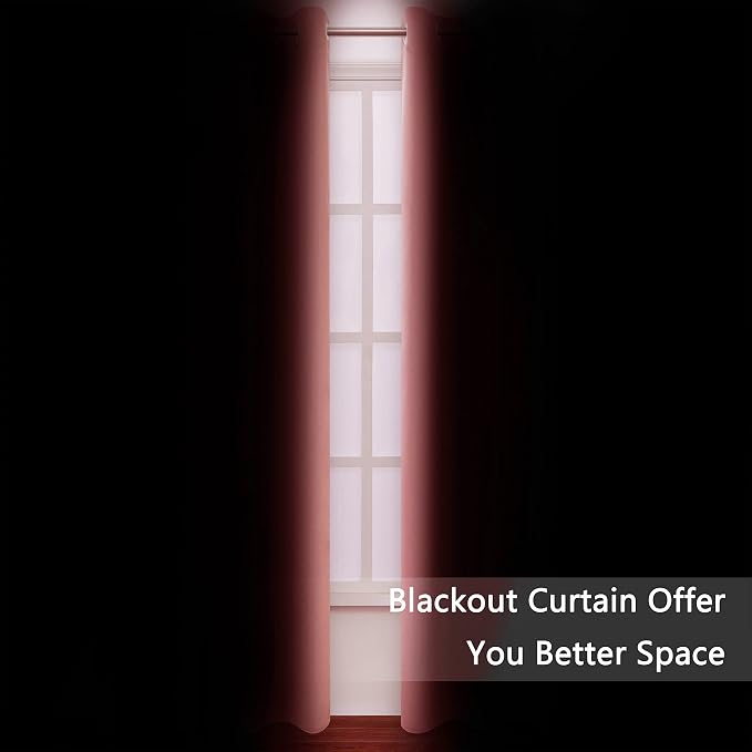 LEMOMO Blackout Curtains 66 x 84 inch/Coral Curtains Set of 2 Panels/Thermal - Image 3