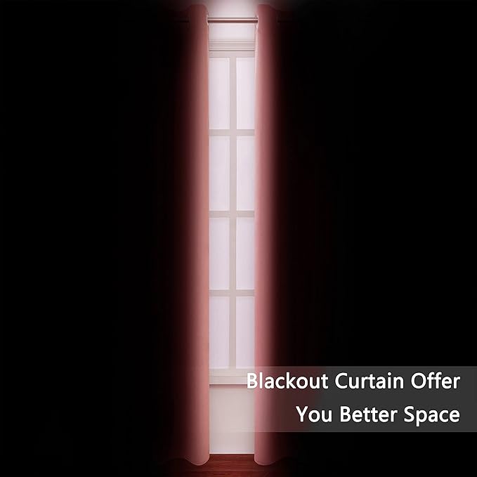 LEMOMO Blackout Curtains 52 x 95 inch/Coral Curtains Set of 2 Panels/Thermal - Image 3