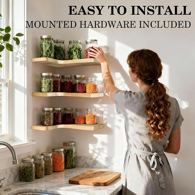 Floating Corner Shelves, Wall Shelf Set of 3, Shelves - Image 5