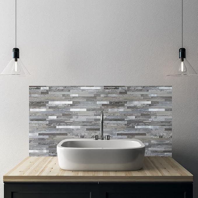 AULIGET 20 Sheets Peel and Stick Backsplash, Distressed Wood Look PVC Wall - Image 6