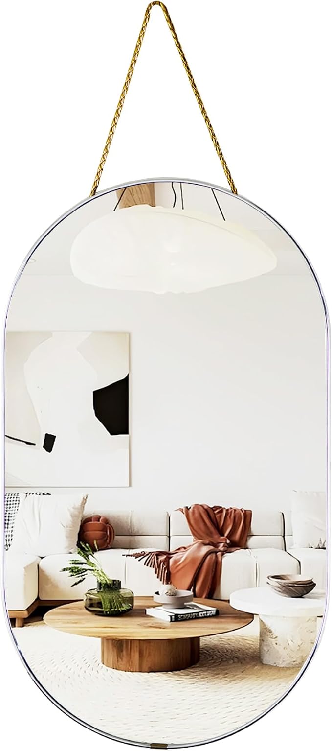 Oval Mirror with Lanyard, High Definition Bathroom Mirror by Unknown