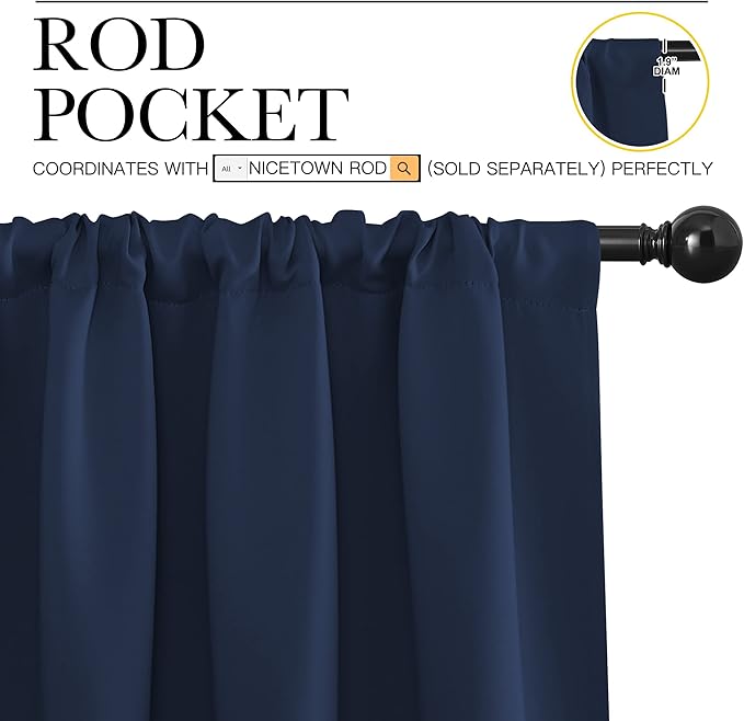 NICETOWN Living Room Curtains, Home Decorations Thermal Insulated Solid Rod - Image 3