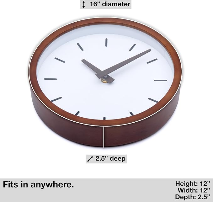 Driini Modern Mid Century Wood Analog Wall Clock - Image 3