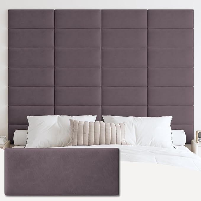 IFNOW Wall Mounted Upholstered Headboard King, 3D Peel and Stick Soundproof by IFNOW