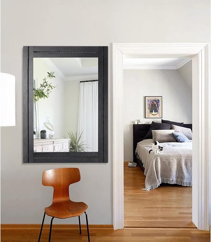 AAZZKANG Large Mirrors for Wall Black 28"x20" Rectangle Wood Framed Mirror - Image 7