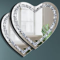 DMDFIRST Heart Shaped Silver Glass Mirror 2 Pack 12x12inch Crystal Crush by DMDFIRST