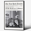 Vintage Newspaper Black Framed Wall Art Trendy Black and White Aesthetic by FuSatisYilife