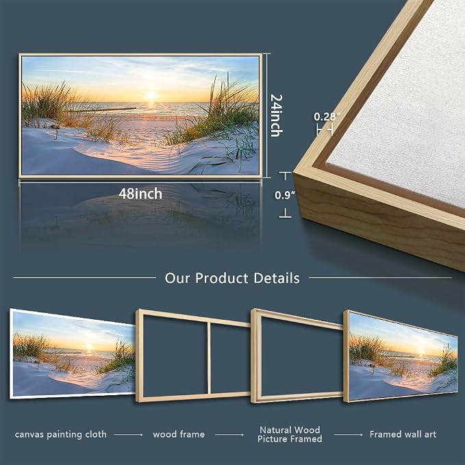 MHARTK66 Framed Wall Art for Living Room Modern Wall Decor for Bedroom Beach - Image 6
