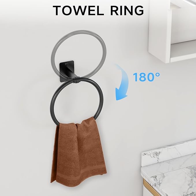 KLJKPA 4 Pieces Bathroom Hardware Set, 32 inch Towel Bar, Matte Black Bathroom - Image 3