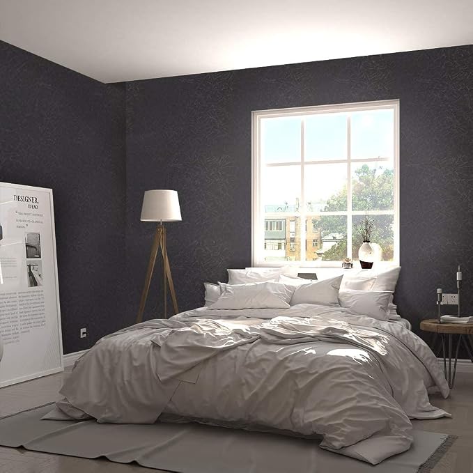 Abyssaly Black Silk Wallpaper Peel and Stick Embossed Self Adhesive Black - Image 5