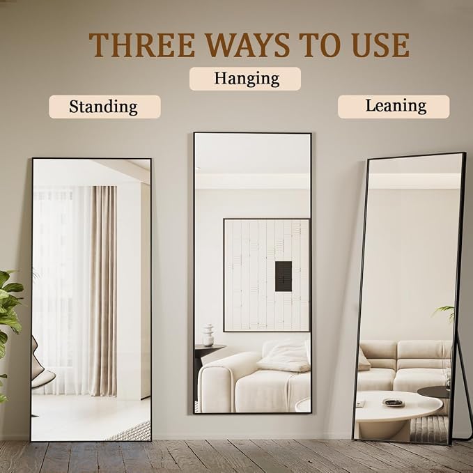 Koonmi 71"x26" Floor Mirror Full Length, Bedroom Floor Body Mirror - Image 4