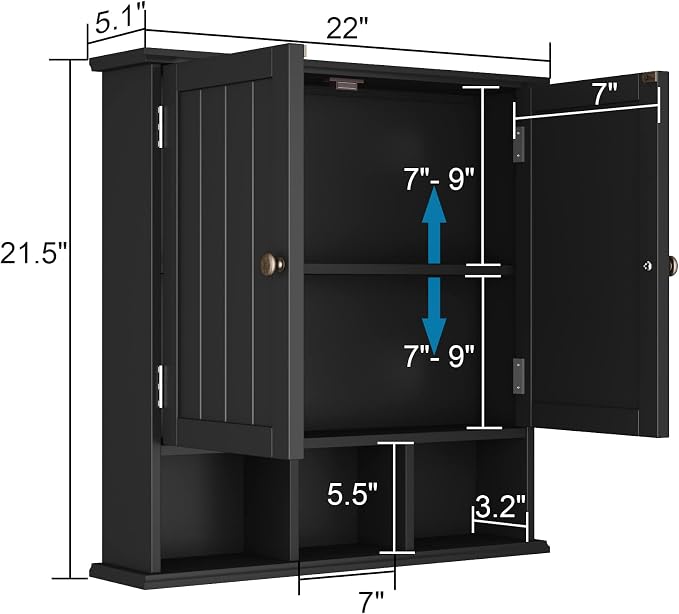 ChooChoo Bathroom Cabinet Wall Mounted 2-Door - Image 3